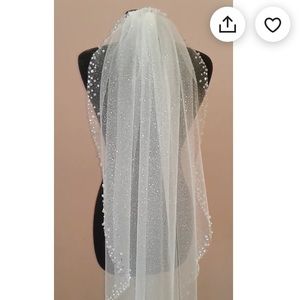 Cathedral’108”(275cm) Glitter wedding veil with rhinestones and pearl